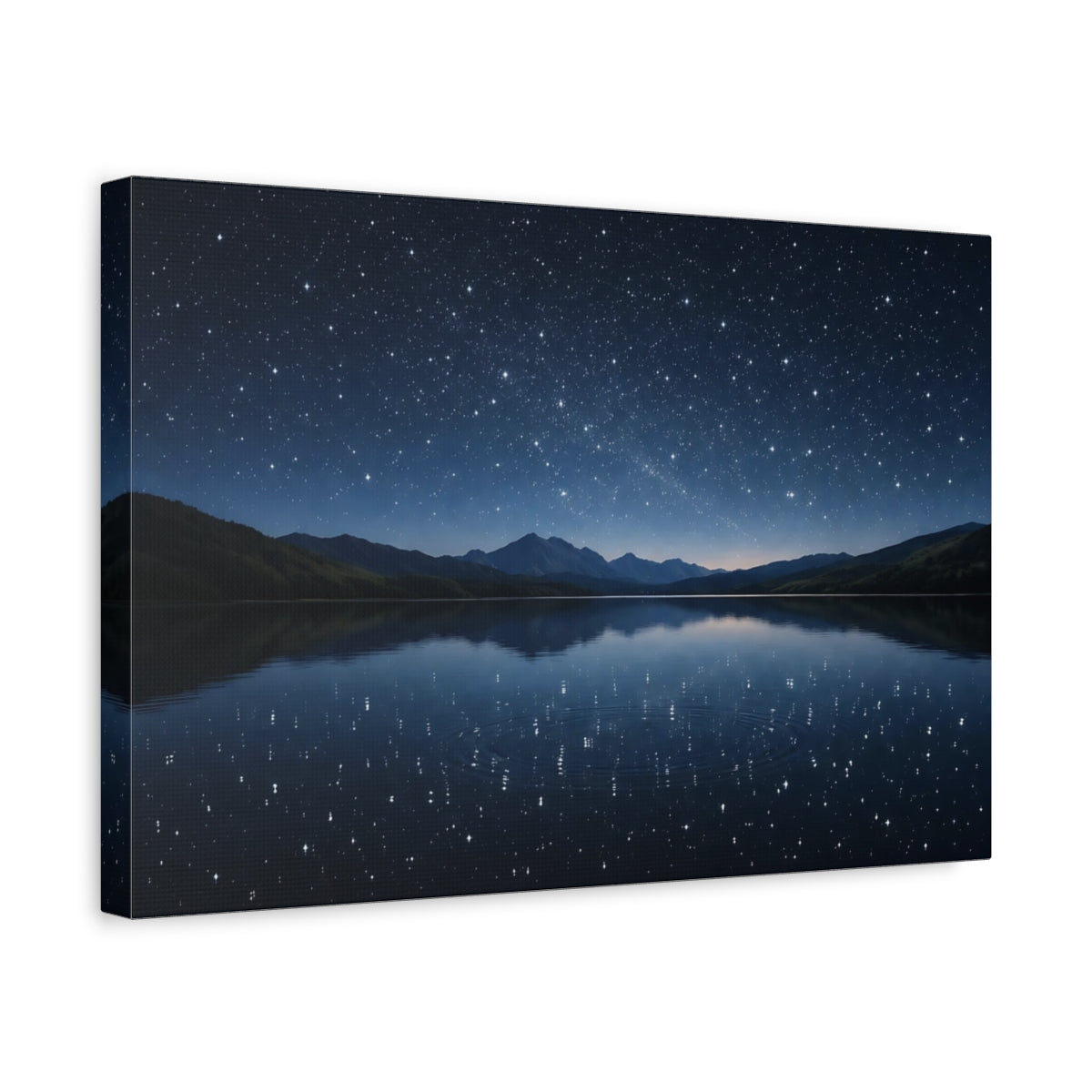 Side Mockup 4. Nature Starry Night Blue Night Sky shown as stretched canvas wall art