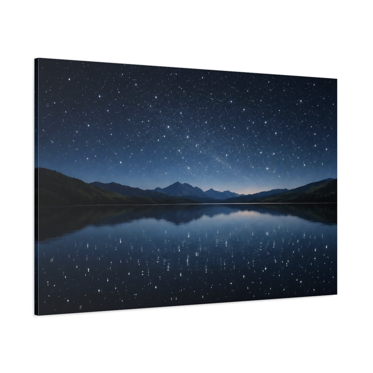 Side Mockup 1. Nature Starry Night Blue Night Sky shown as stretched canvas wall art