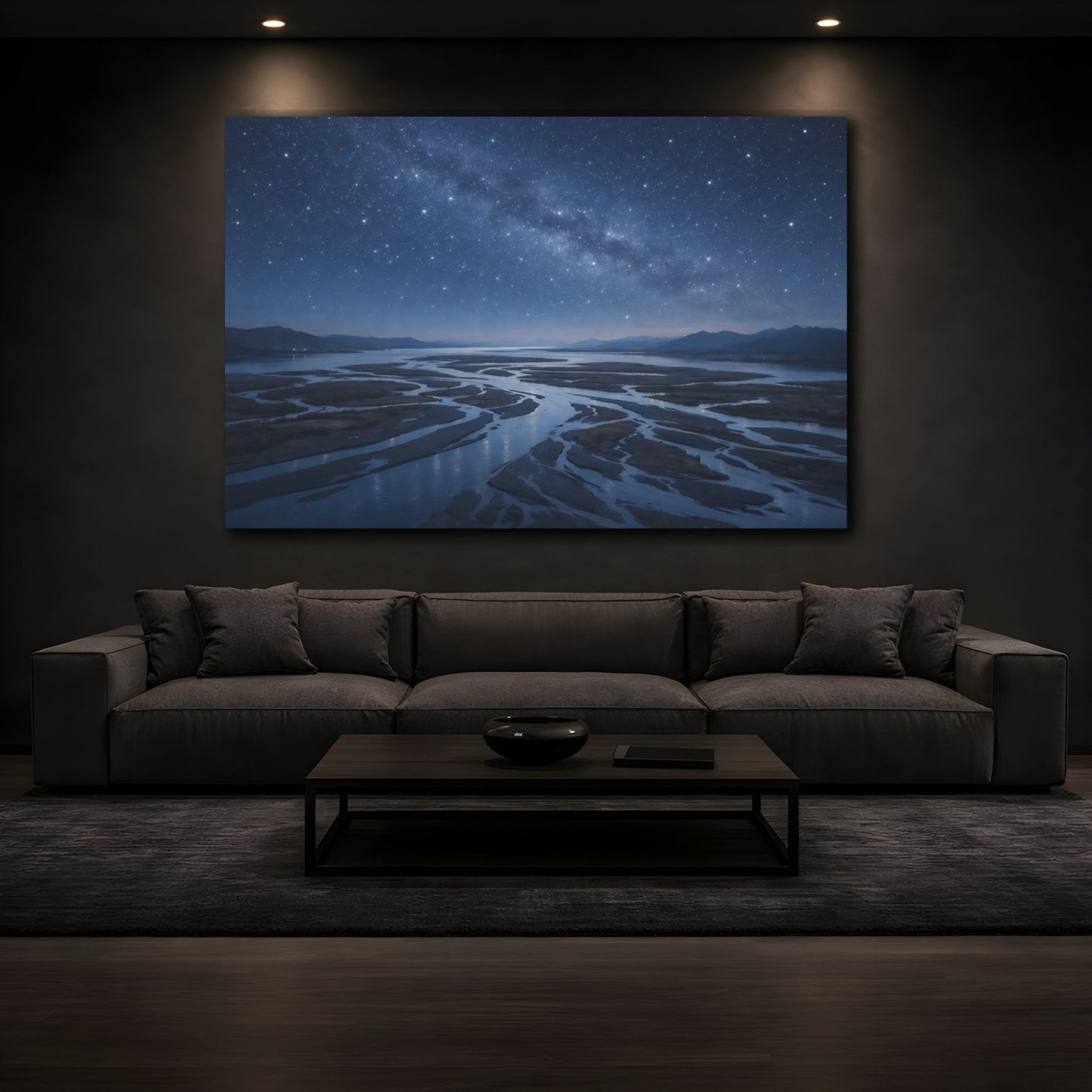 Nature Starry River Blue - Canvas Wall Art Print - YesArtYes