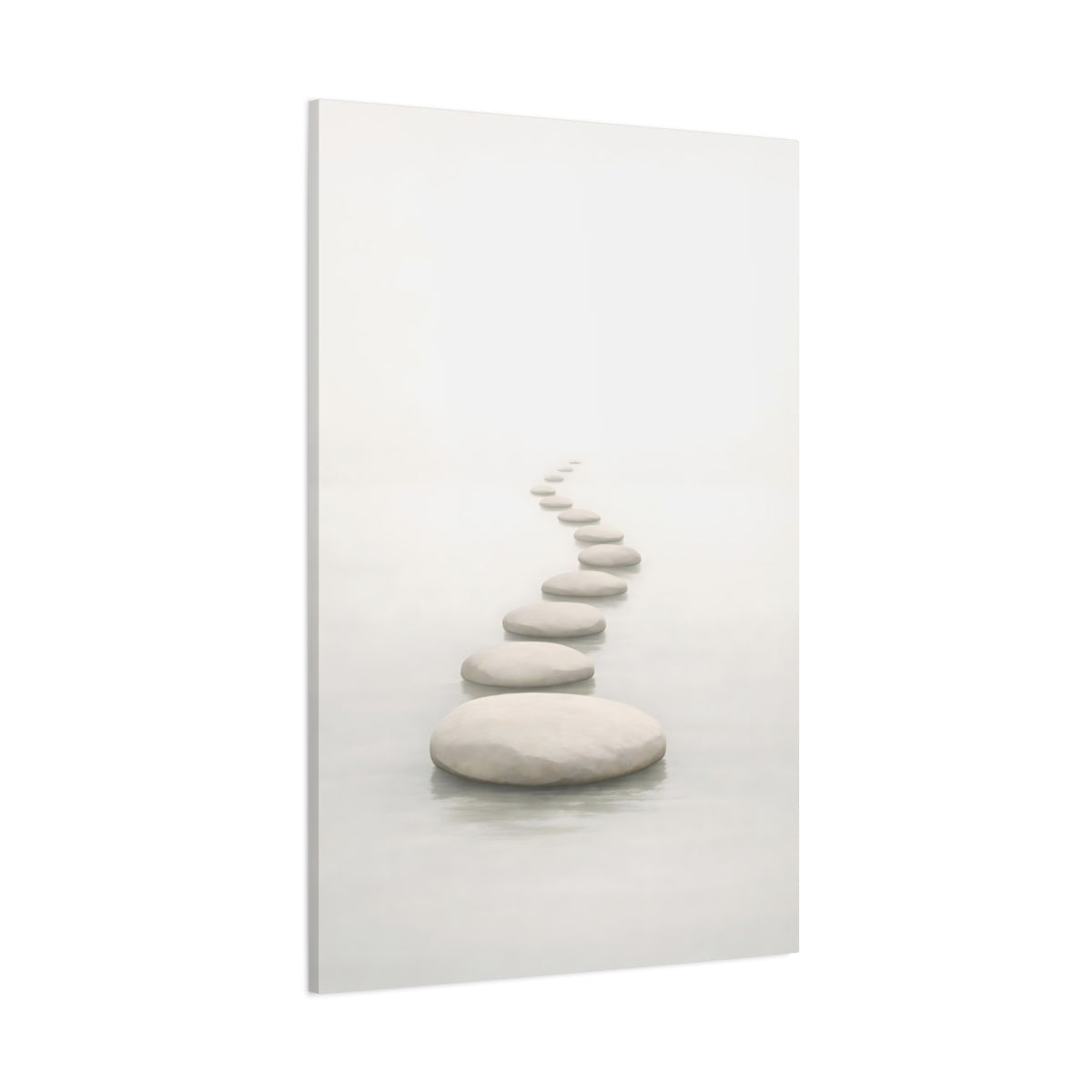 Nature Stepping Stones White And Grey shown as stretched canvas wall art