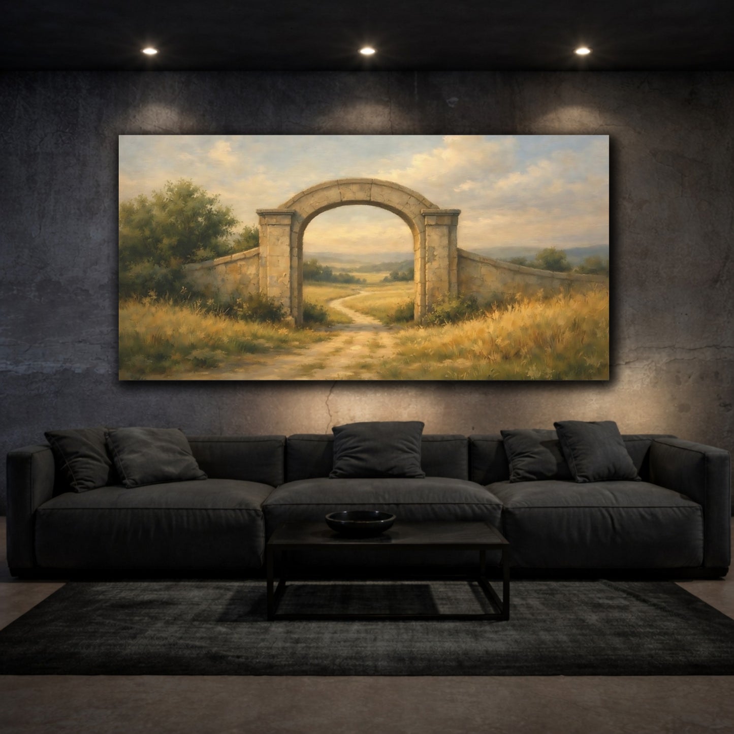 Mockup 2. Nature Stone Archway Stone Archway shown as stretched canvas wall art