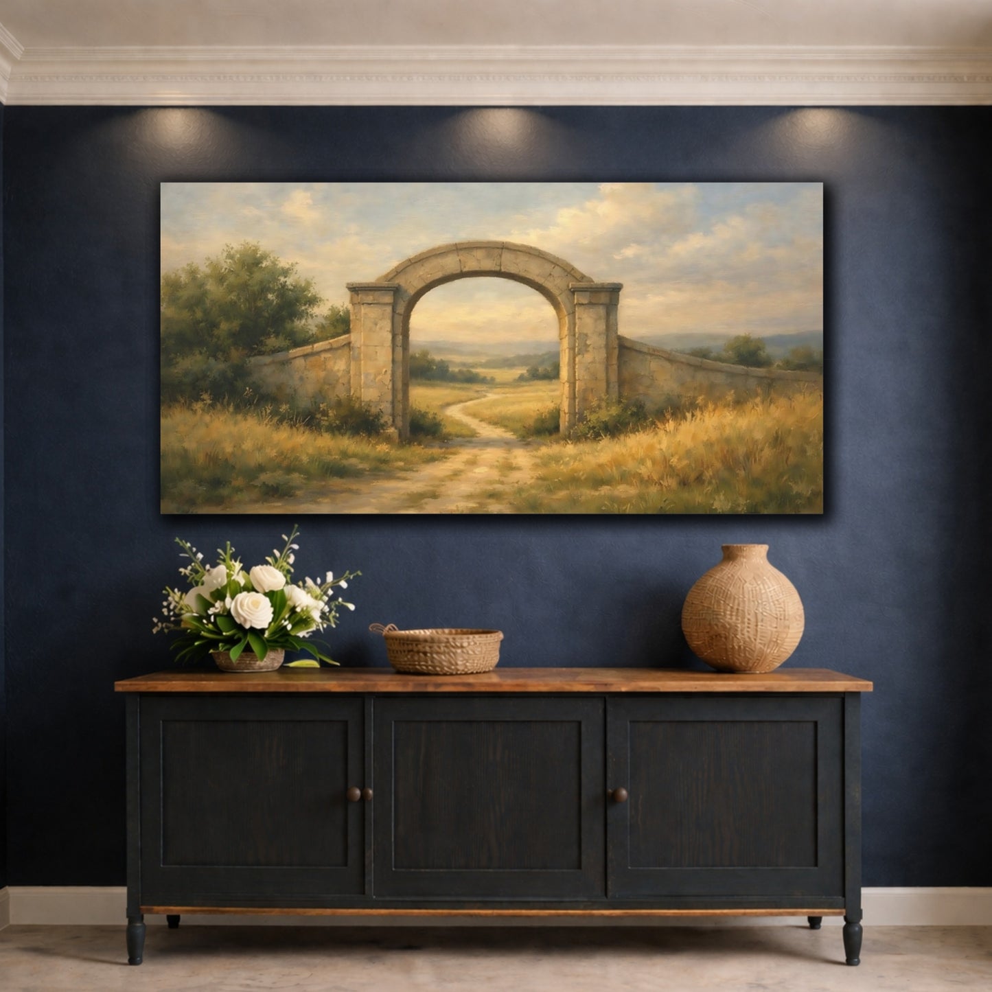 Mockup 4. Nature Stone Archway Stone Archway shown as stretched canvas wall art