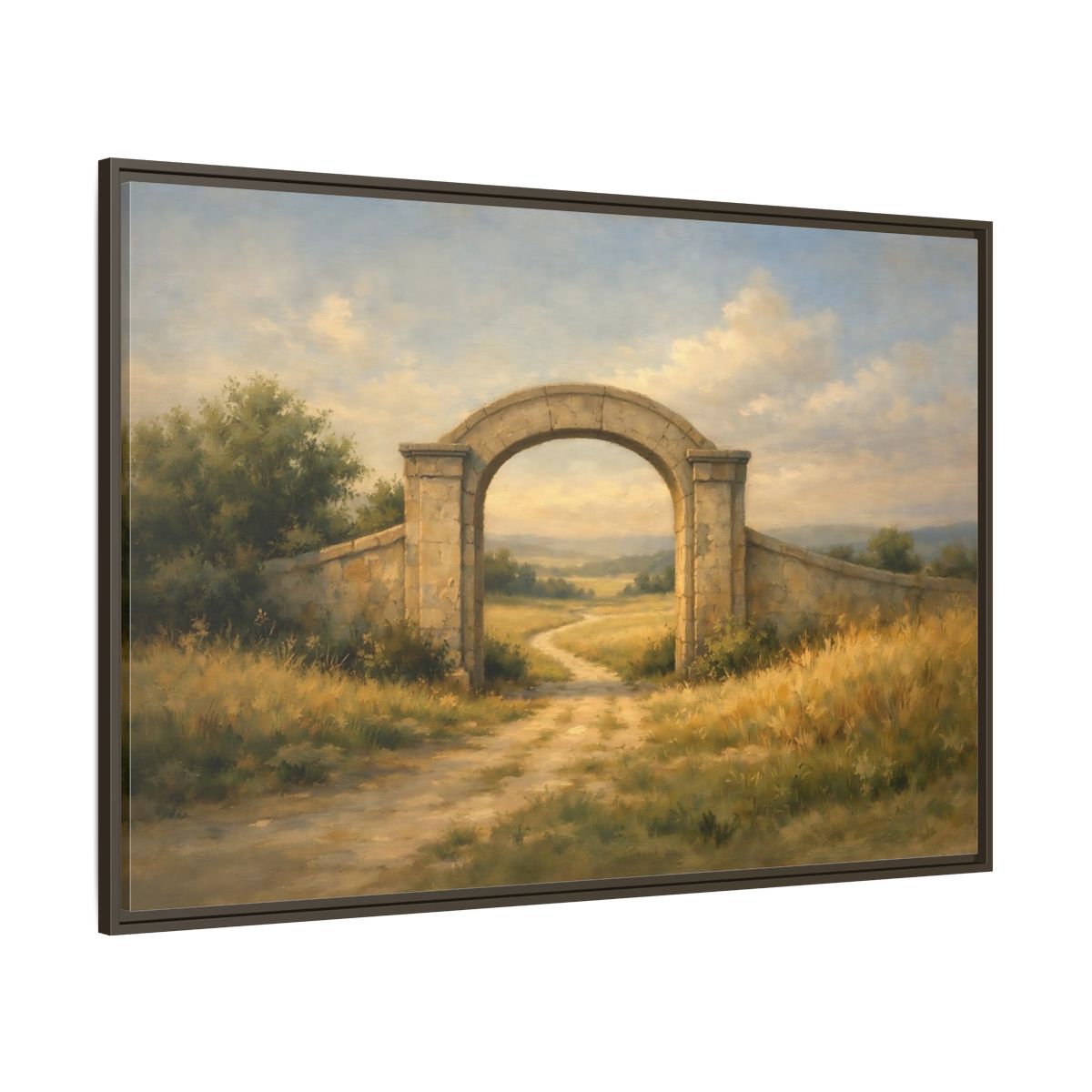 Main Mockup. Nature Stone Archway Warm Landscape Archway shown as stretched canvas wall art
