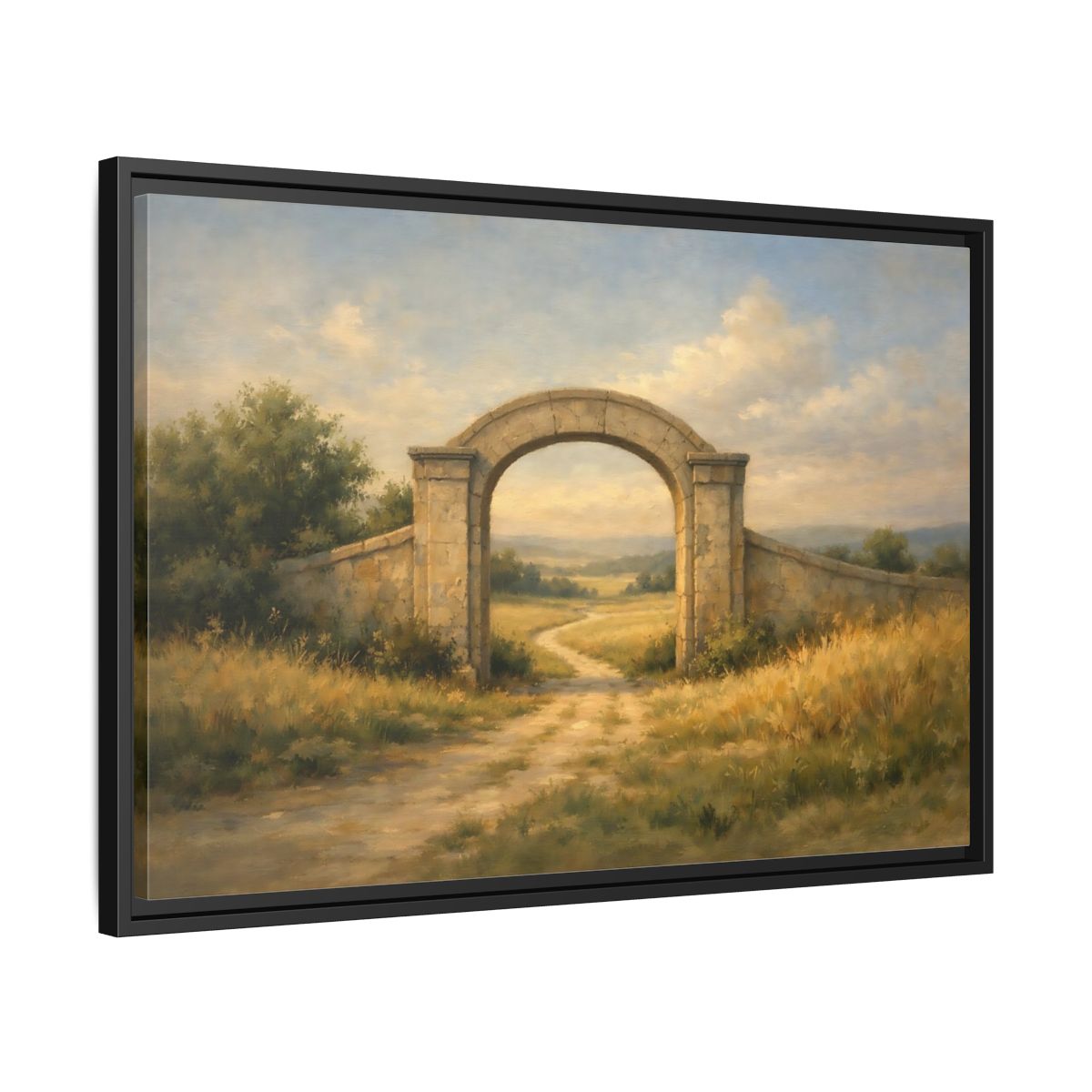 Side Mockup 14. Nature Stone Archway Warm Landscape Archway shown as stretched canvas wall art