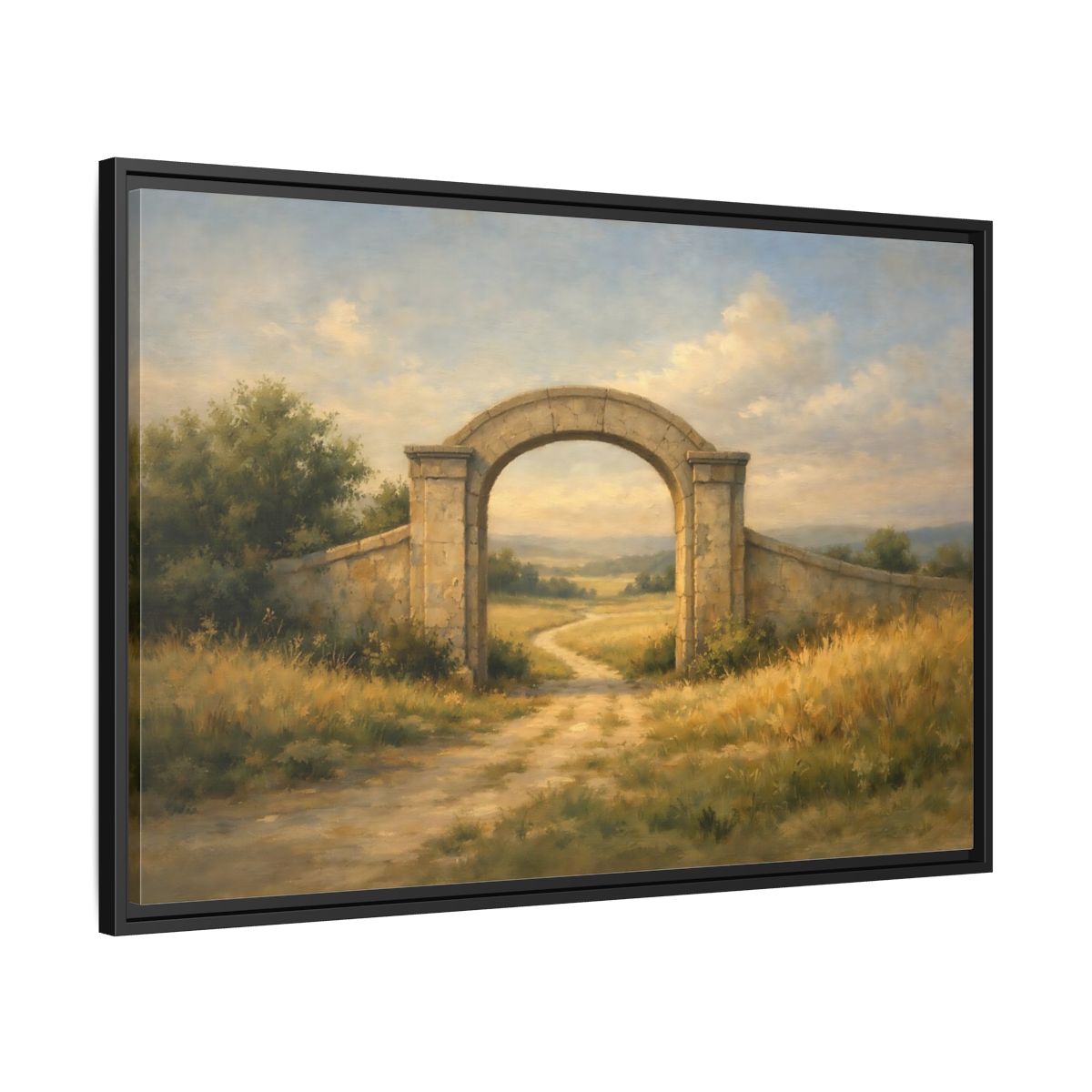Side Mockup 13. Nature Stone Archway Warm Landscape Archway shown as stretched canvas wall art