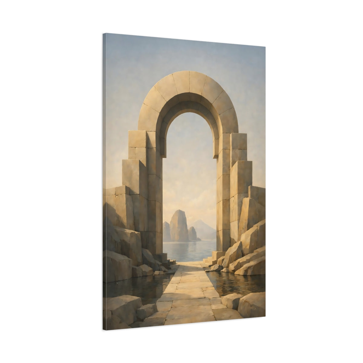 Nature Stone Archway Warm Neutral Archway shown as stretched canvas wall art