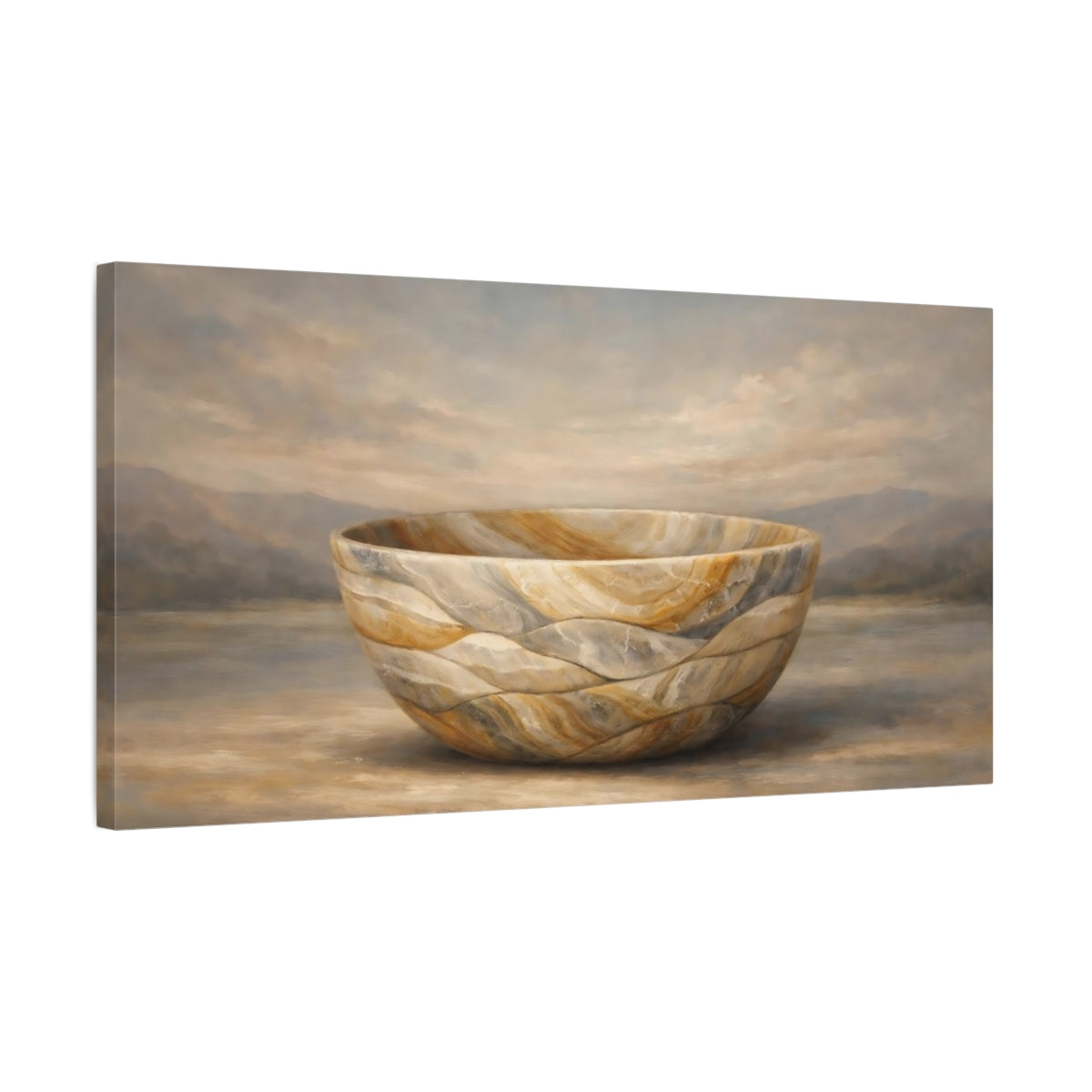 Side Mockup 2. Nature Stone Bowl Earthy Stone Bowl shown as stretched canvas wall art
