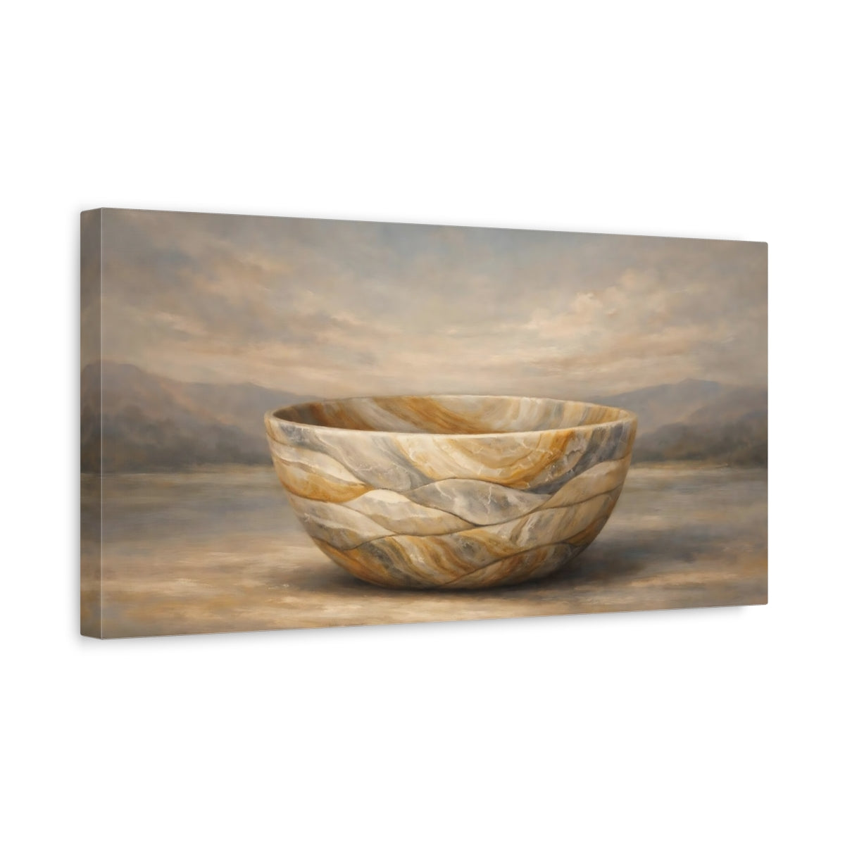 Side Mockup 3. Nature Stone Bowl Earthy Stone Bowl shown as stretched canvas wall art