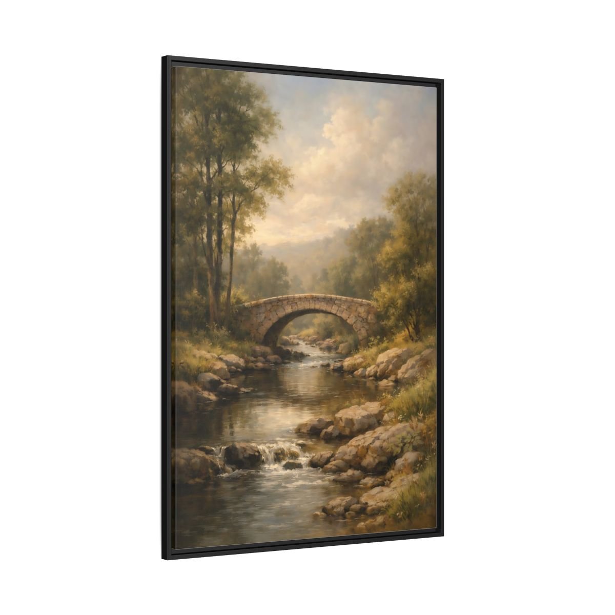 Nature Stone Bridge Earthy - Framed Canvas Wall Art Print - YesArtYes