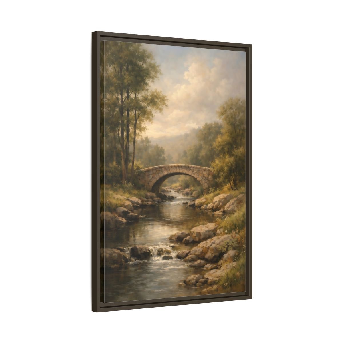 Nature Stone Bridge Earthy - Framed Canvas Wall Art Print - YesArtYes