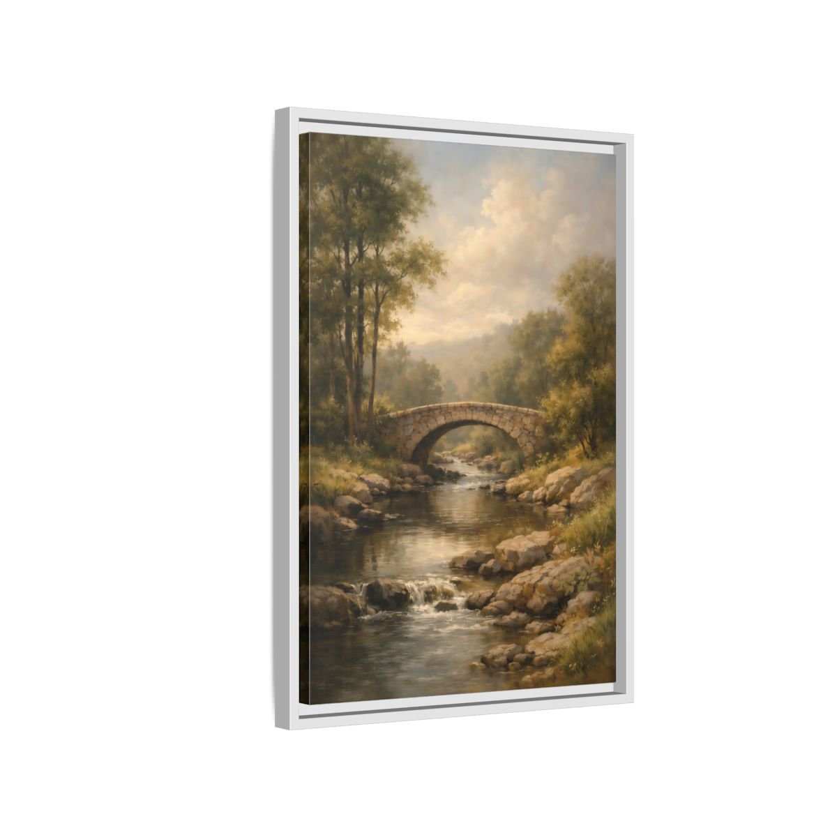 Nature Stone Bridge Earthy - Framed Canvas Wall Art Print - YesArtYes
