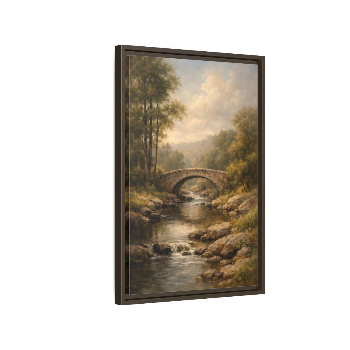 Nature Stone Bridge Earthy - Framed Canvas Wall Art Print - YesArtYes