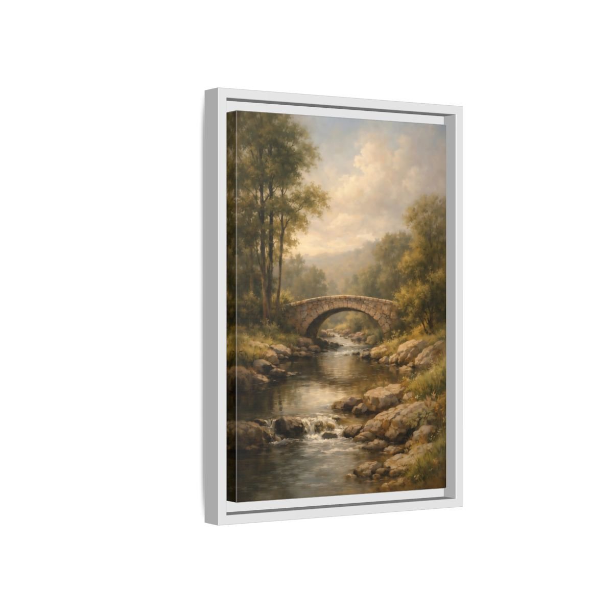 Nature Stone Bridge Earthy - Framed Canvas Wall Art Print - YesArtYes