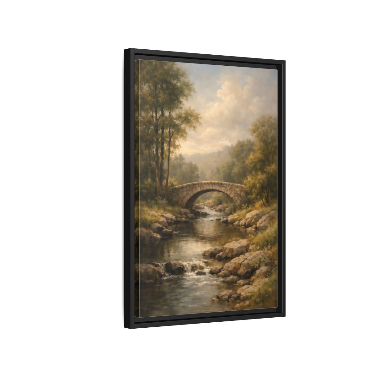 Nature Stone Bridge Earthy - Framed Canvas Wall Art Print - YesArtYes