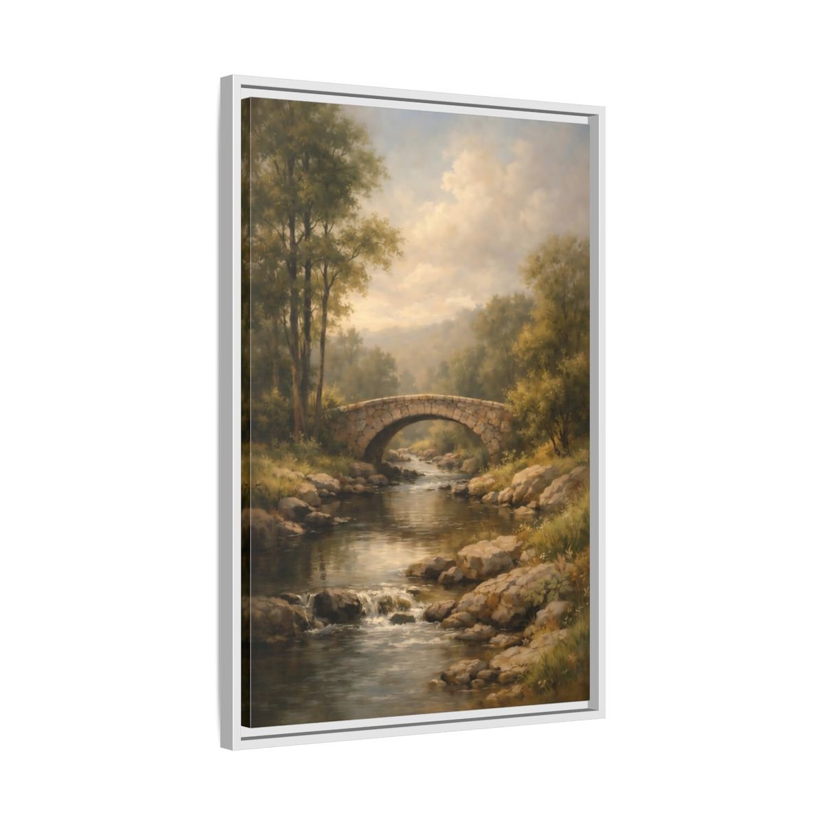 Nature Stone Bridge Earthy - Framed Canvas Wall Art Print - YesArtYes