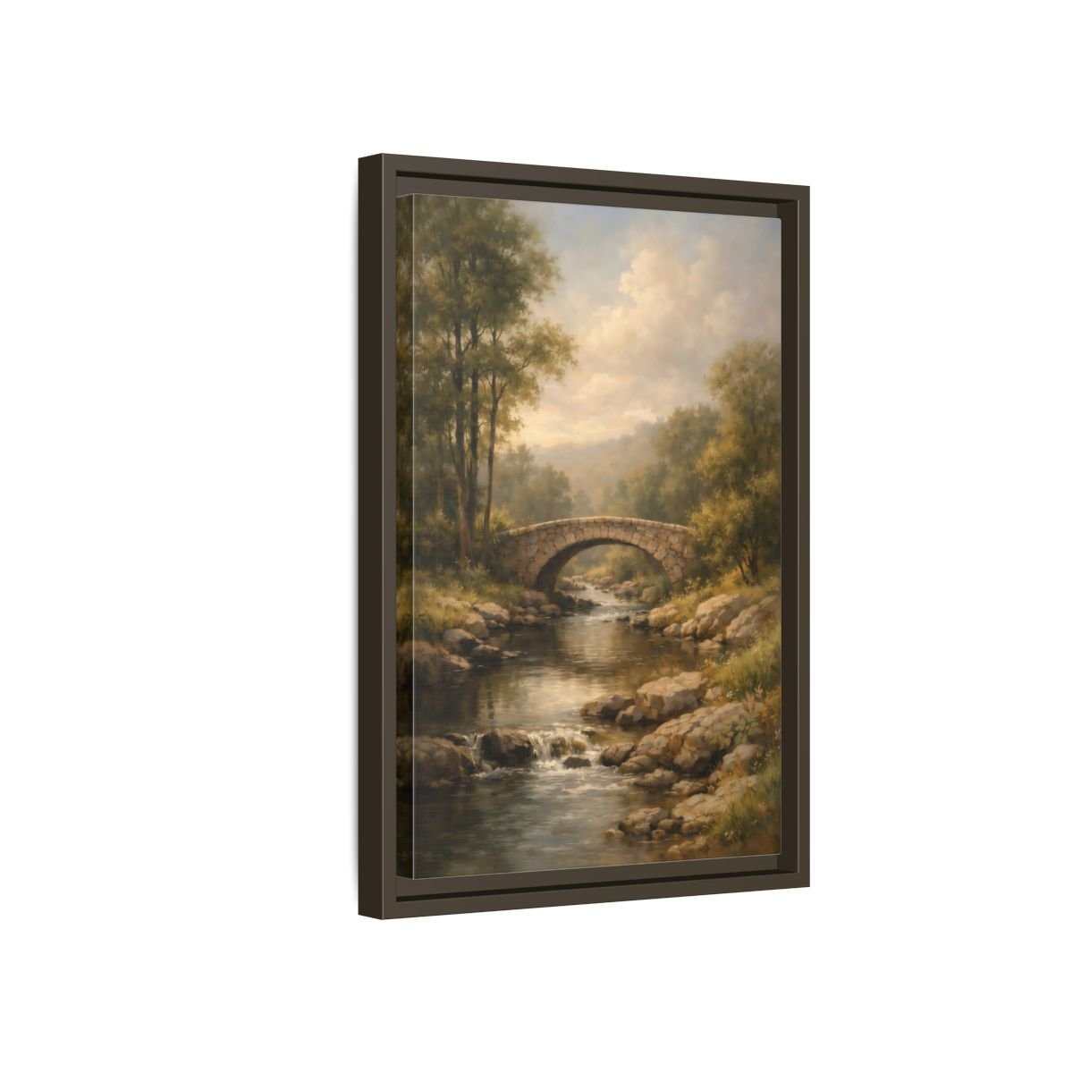 Nature Stone Bridge Earthy - Framed Canvas Wall Art Print - YesArtYes