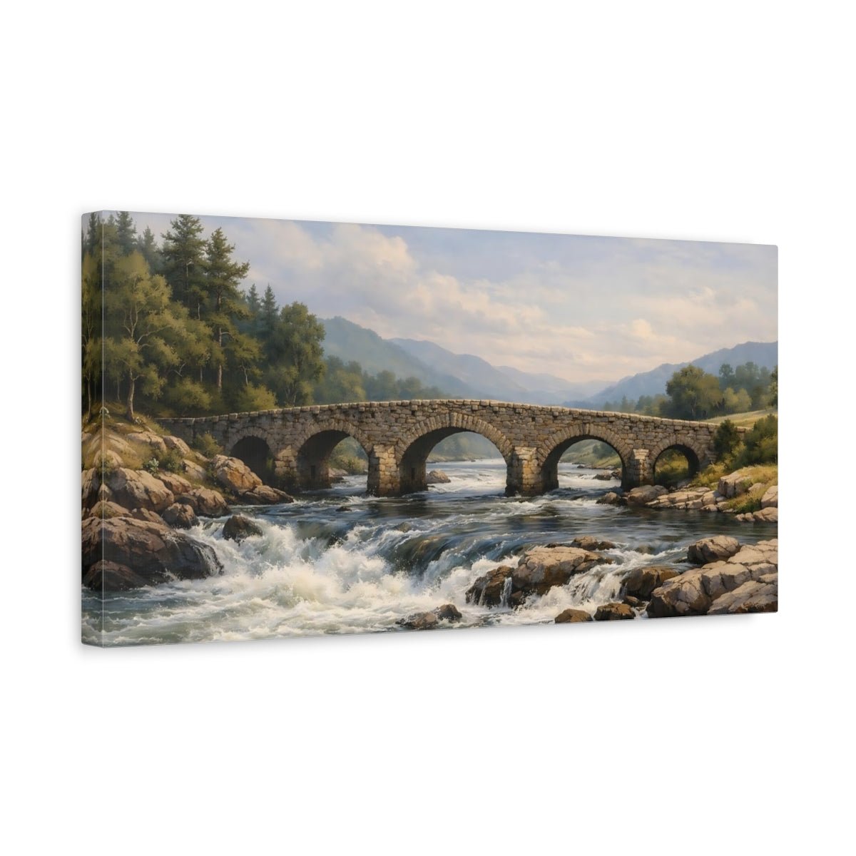 Nature Stone Bridge River - Canvas Wall Art Print - YesArtYes