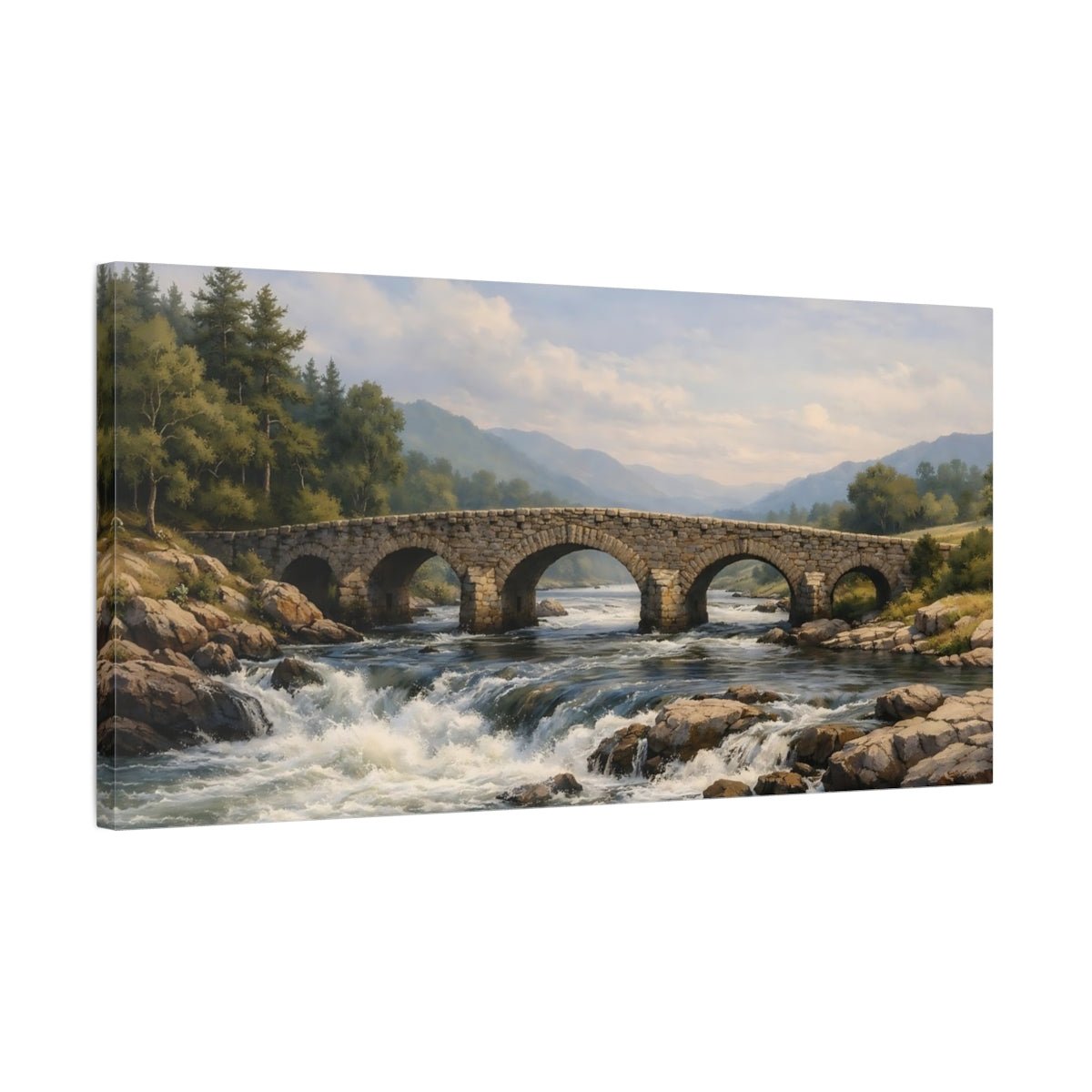 Nature Stone Bridge River - Canvas Wall Art Print - YesArtYes