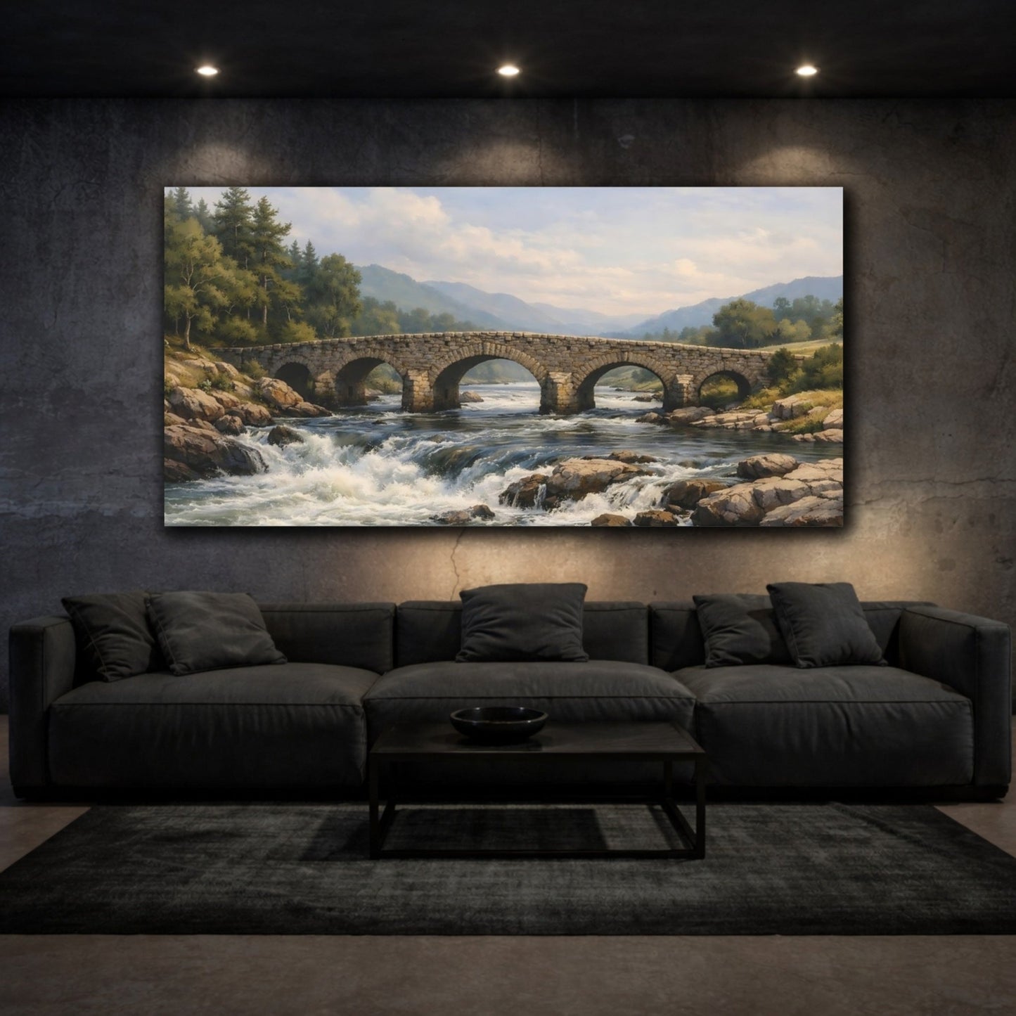 Nature Stone Bridge River - Canvas Wall Art Print - YesArtYes