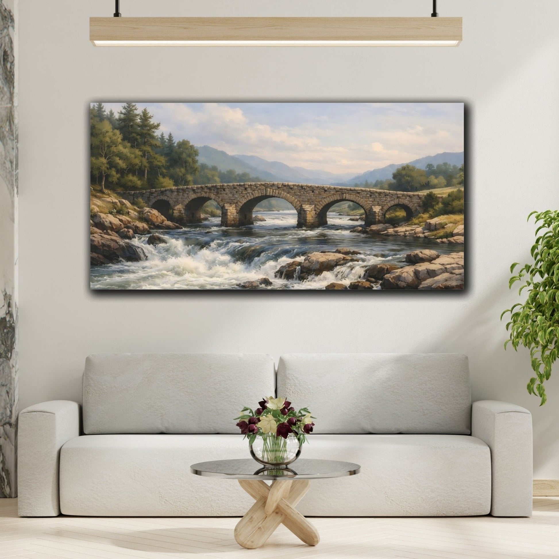 Nature Stone Bridge River - Canvas Wall Art Print - YesArtYes