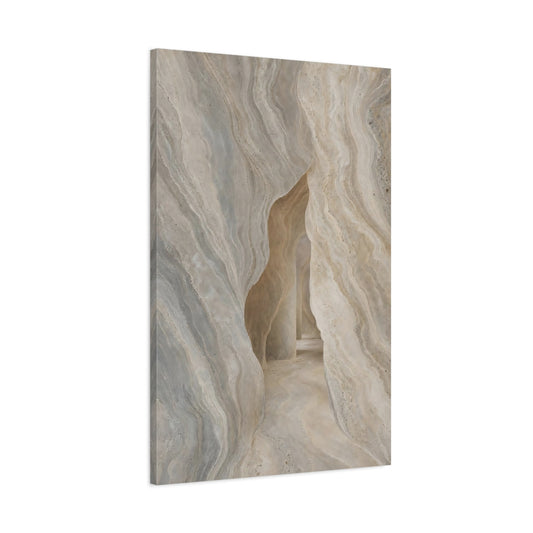 Main Mockup. Nature Stone Cave Beige Grey shown as stretched canvas wall art