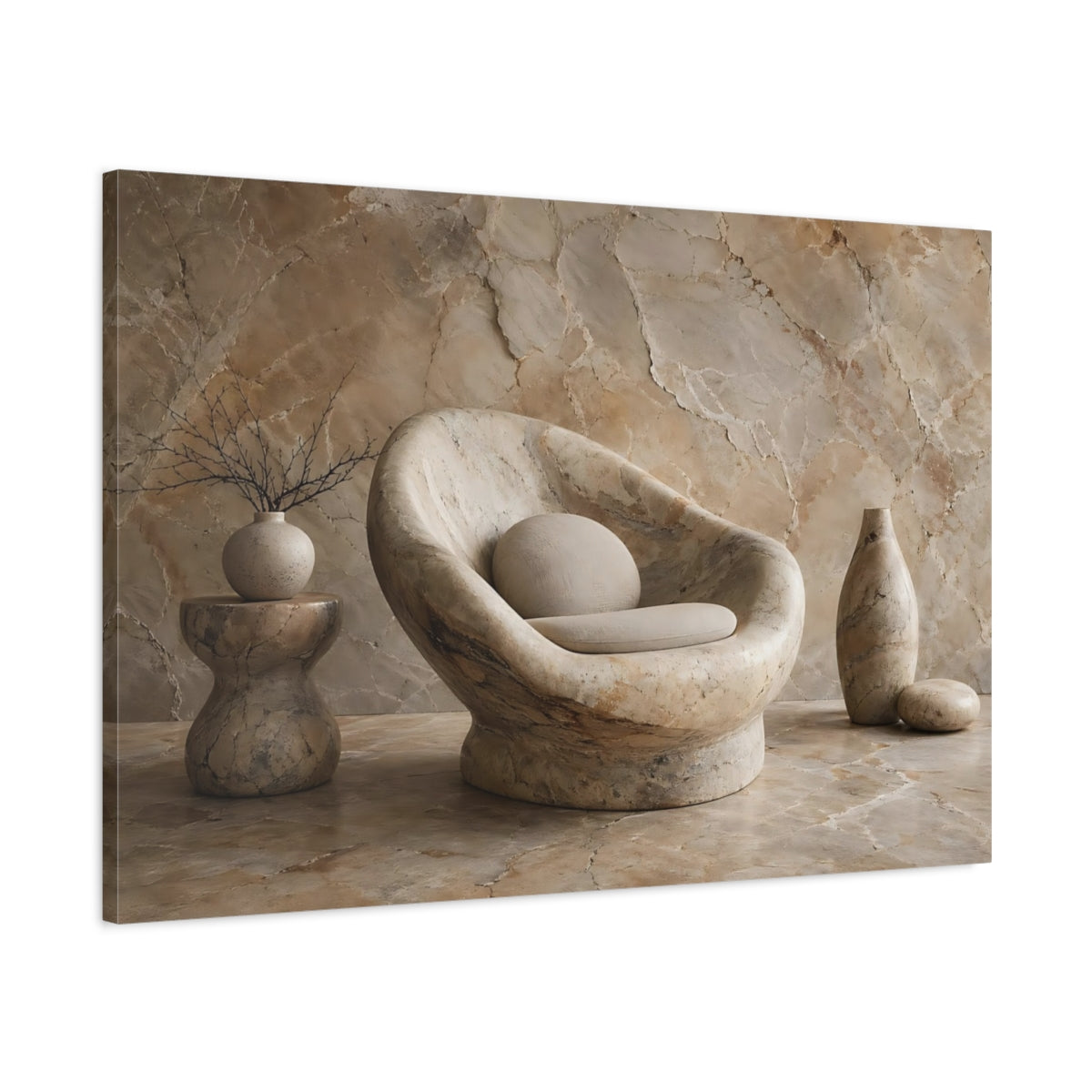 Main Mockup. Nature Stone Decor Brown Beige shown as stretched canvas wall art