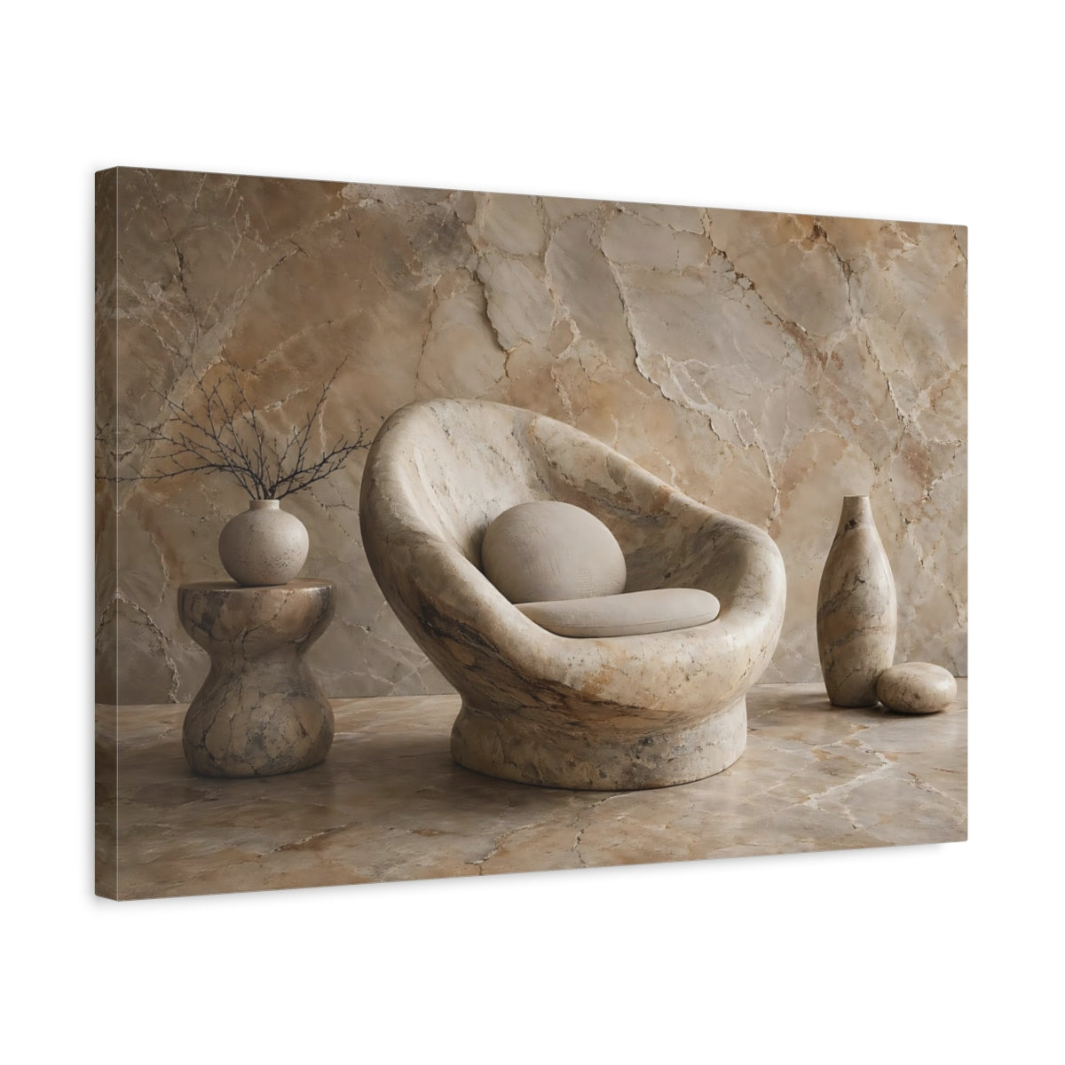Side Mockup 3. Nature Stone Decor Brown Beige shown as stretched canvas wall art