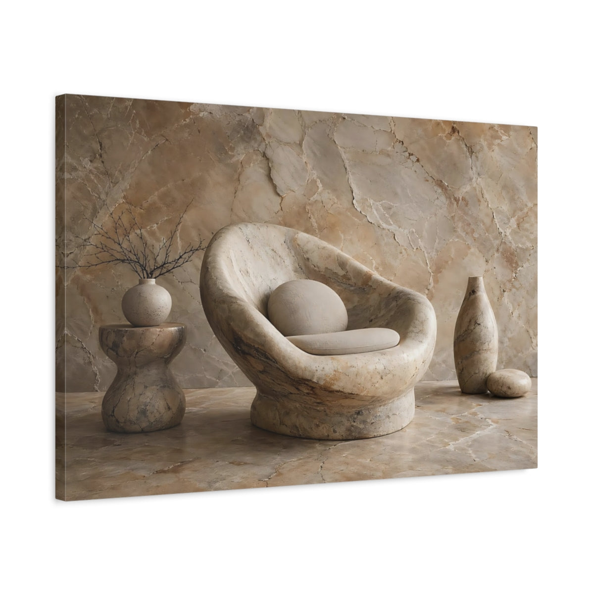 Side Mockup 2. Nature Stone Decor Brown Beige shown as stretched canvas wall art