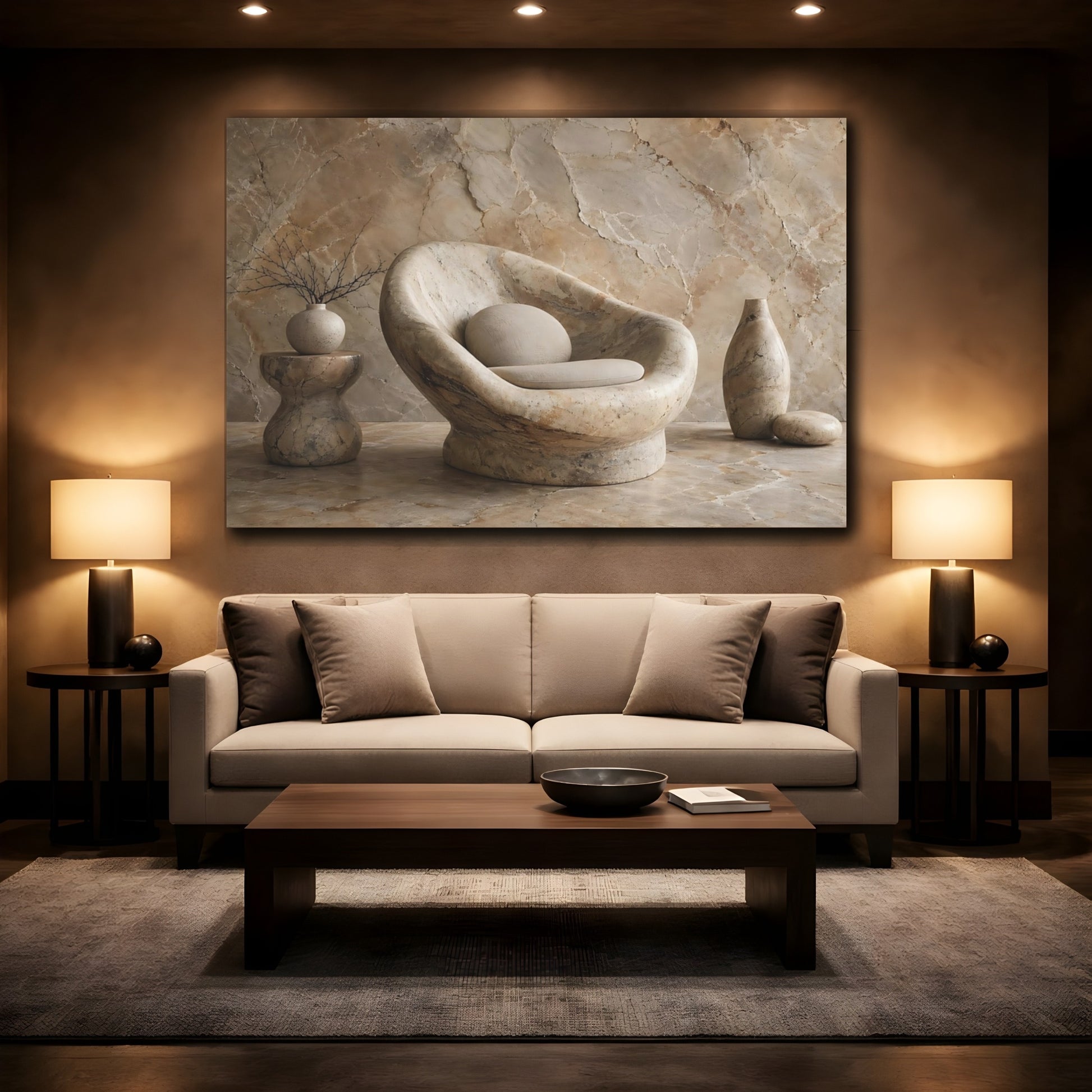 Mockup 2. Nature Stone Decor Brown Beige shown as stretched canvas wall art
