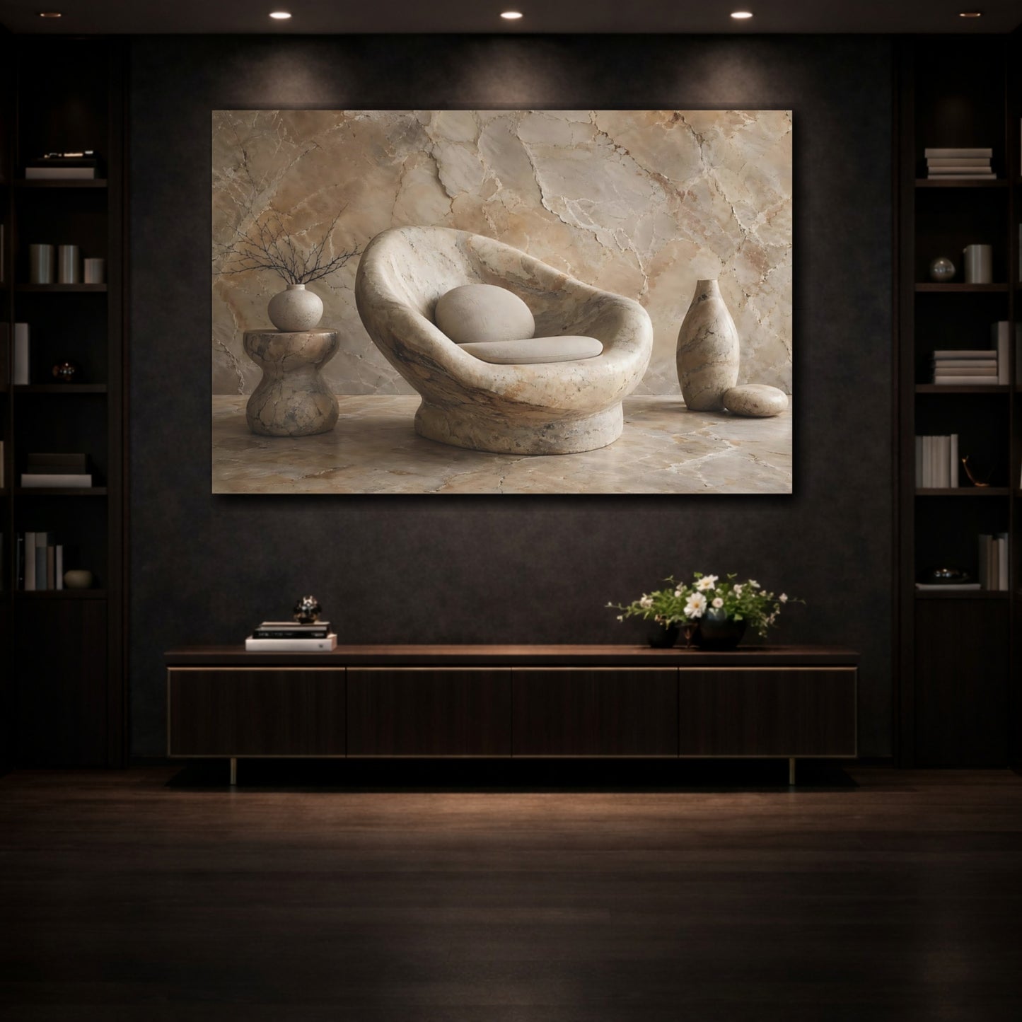 Mockup 3. Nature Stone Decor Brown Beige shown as stretched canvas wall art
