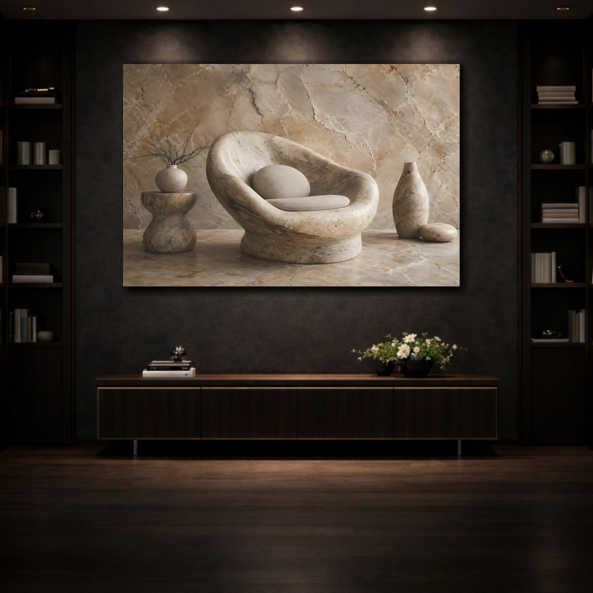 Mockup 3. Nature Stone Decor Brown Beige shown as stretched canvas wall art