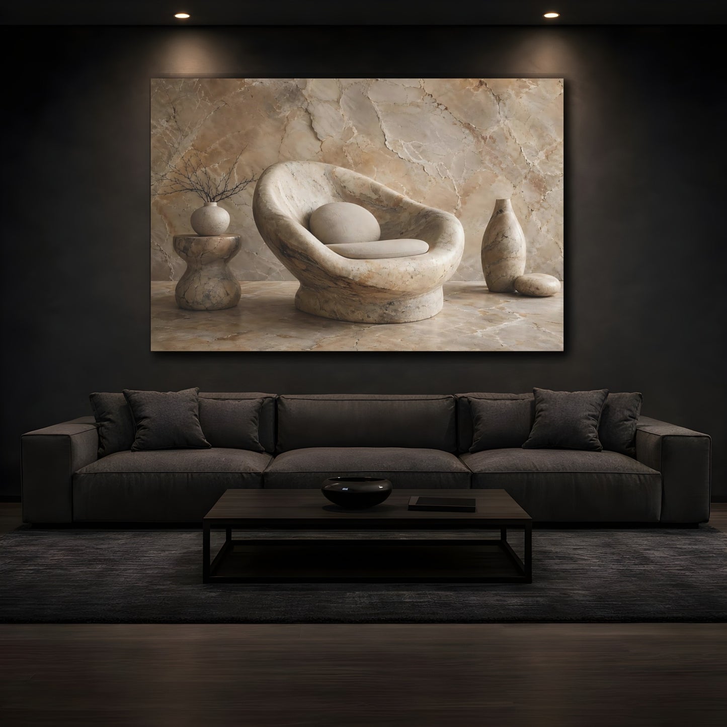 Mockup 4. Nature Stone Decor Brown Beige shown as stretched canvas wall art