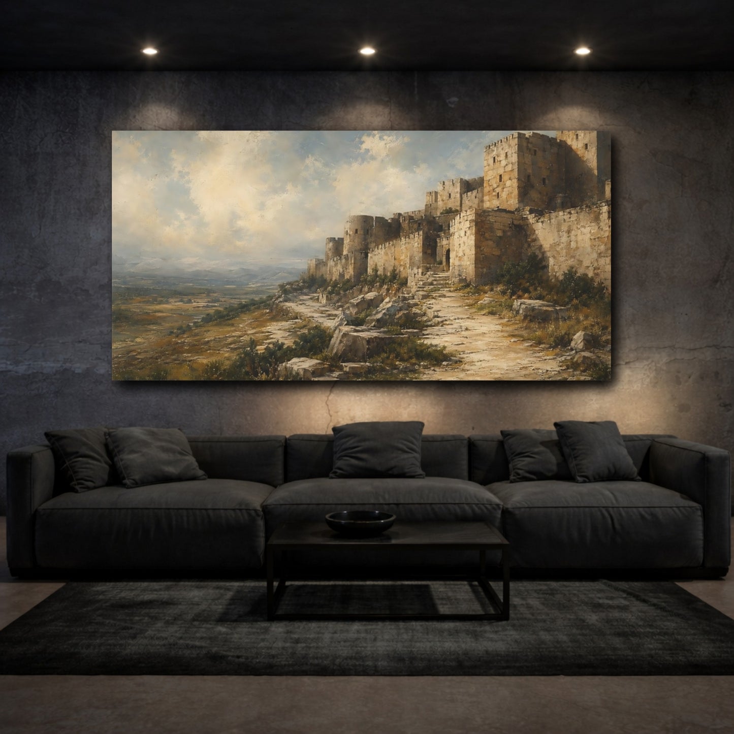 Mockup 2. Nature Stone Fortress Ancient Architecture shown as stretched canvas wall art