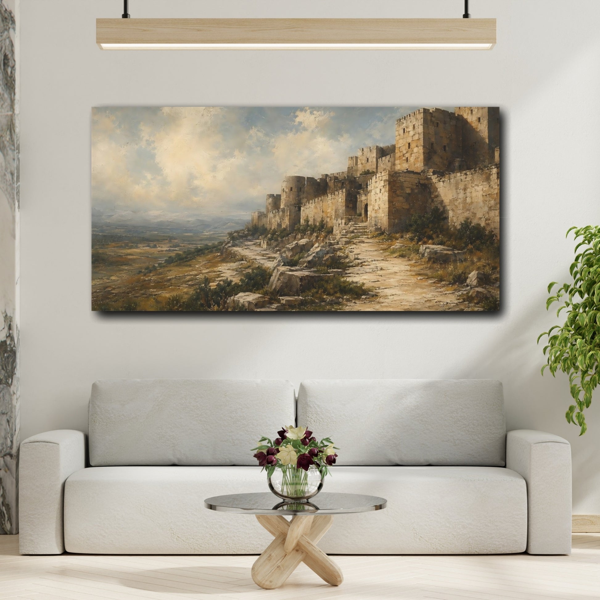 Mockup 3. Nature Stone Fortress Ancient Architecture shown as stretched canvas wall art