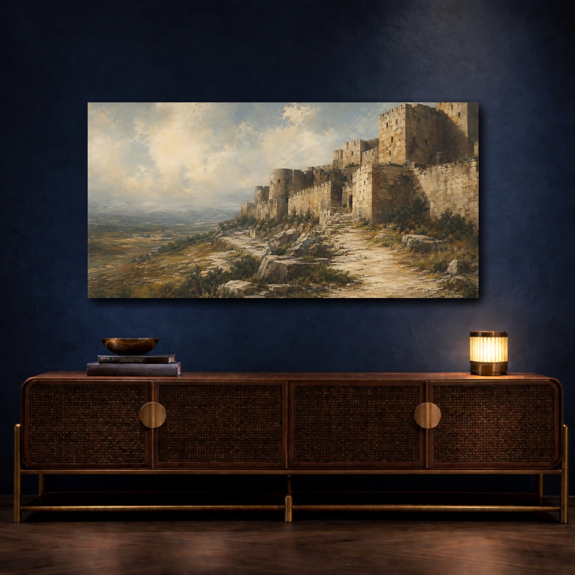 Mockup 4. Nature Stone Fortress Ancient Architecture shown as stretched canvas wall art
