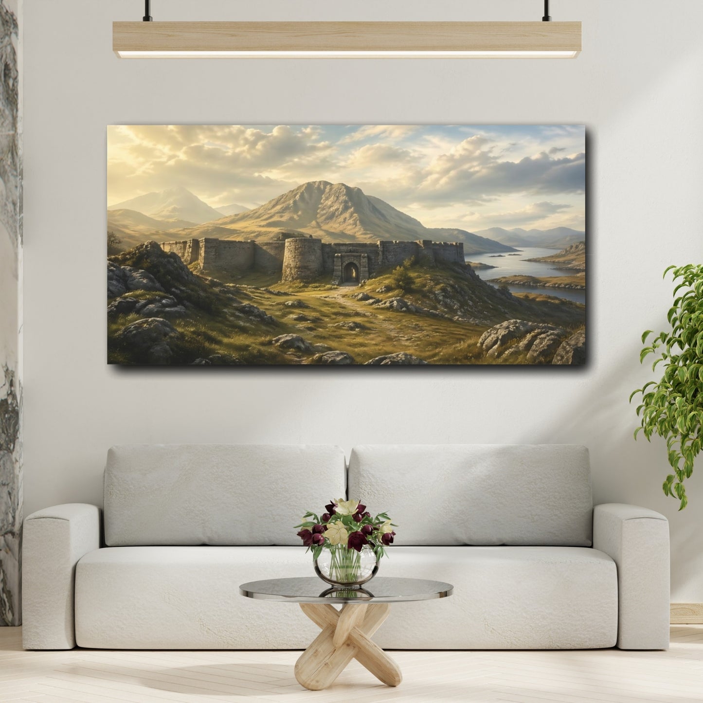Mockup 3. Nature Stone Fortress Mountain Fortress shown as stretched canvas wall art
