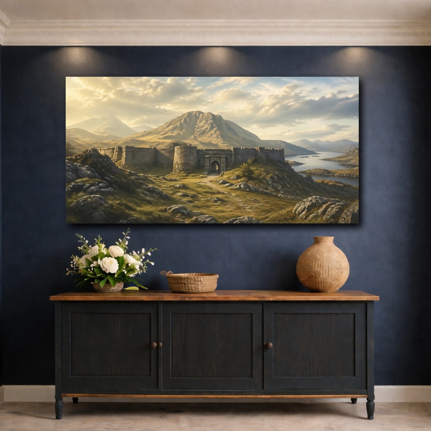 Mockup 4. Nature Stone Fortress Mountain Fortress shown as stretched canvas wall art