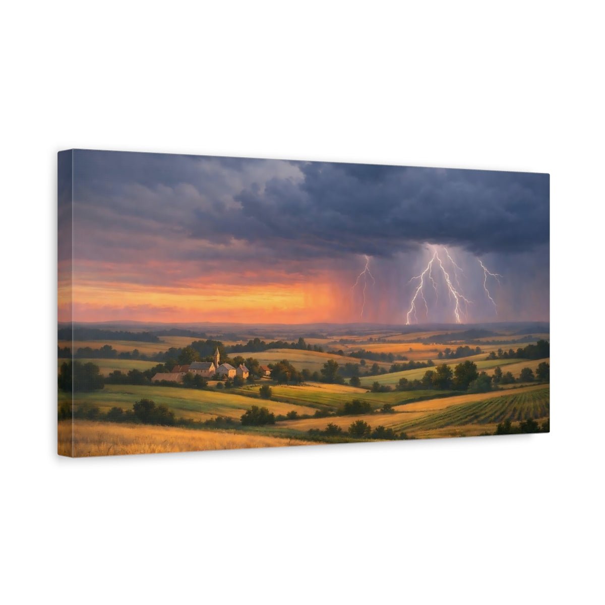 Nature Storm Landscape Lightning Sunset - Canvas Wall Art Print - YesArtYes
