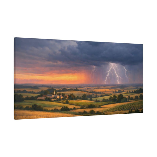 Nature Storm Landscape Lightning Sunset - Canvas Wall Art Print - YesArtYes