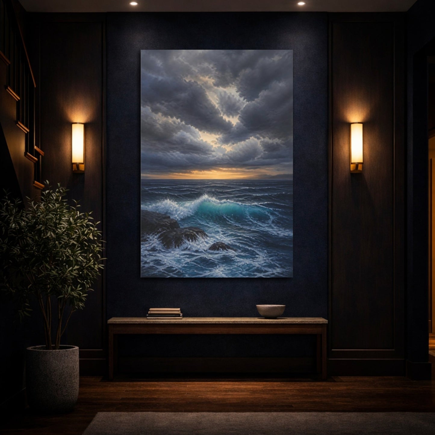 Nature Stormy Ocean Canvas Print – Realism Living Room, Large Wall - YesArtYes