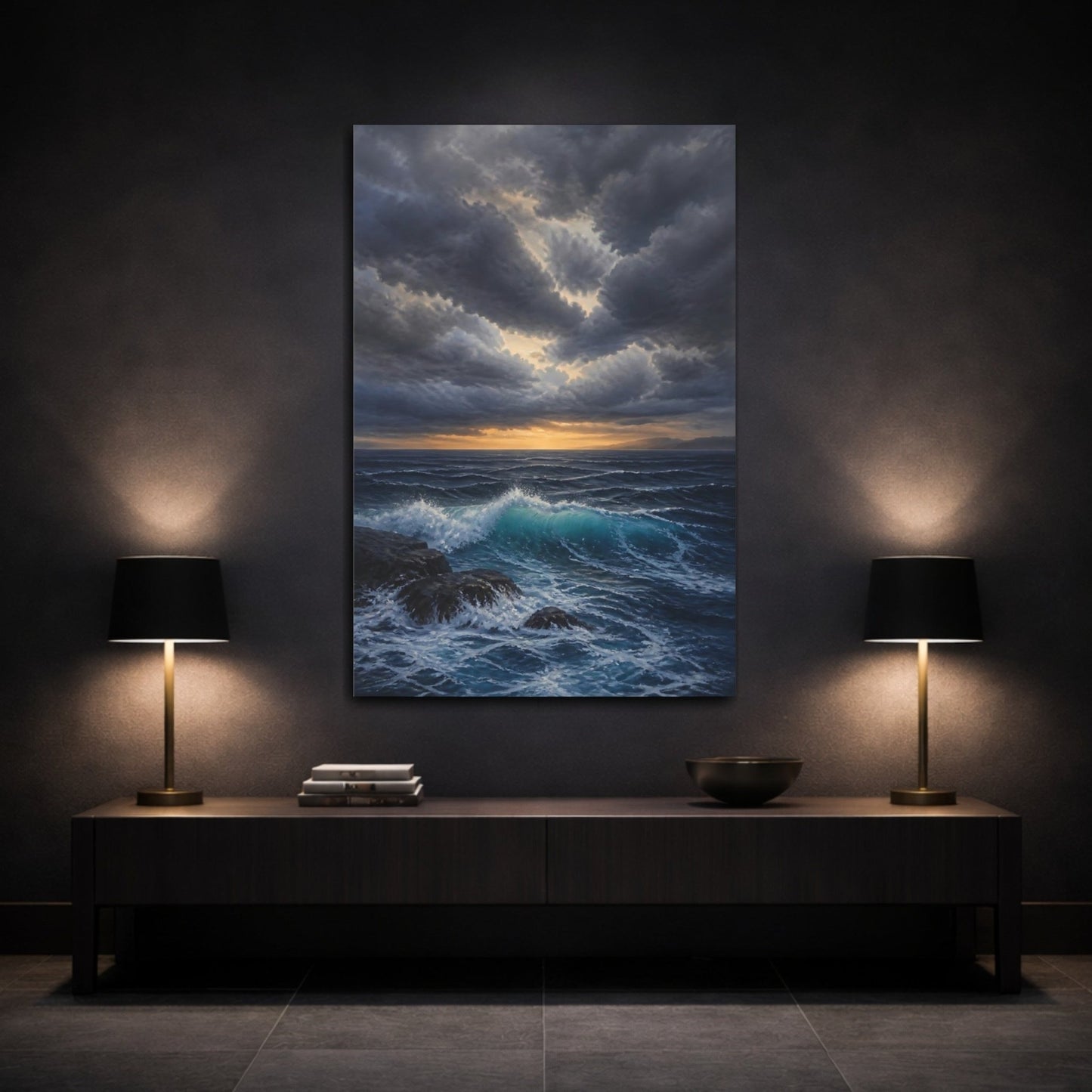 Nature Stormy Ocean Canvas Print – Realism Living Room, Large Wall - YesArtYes
