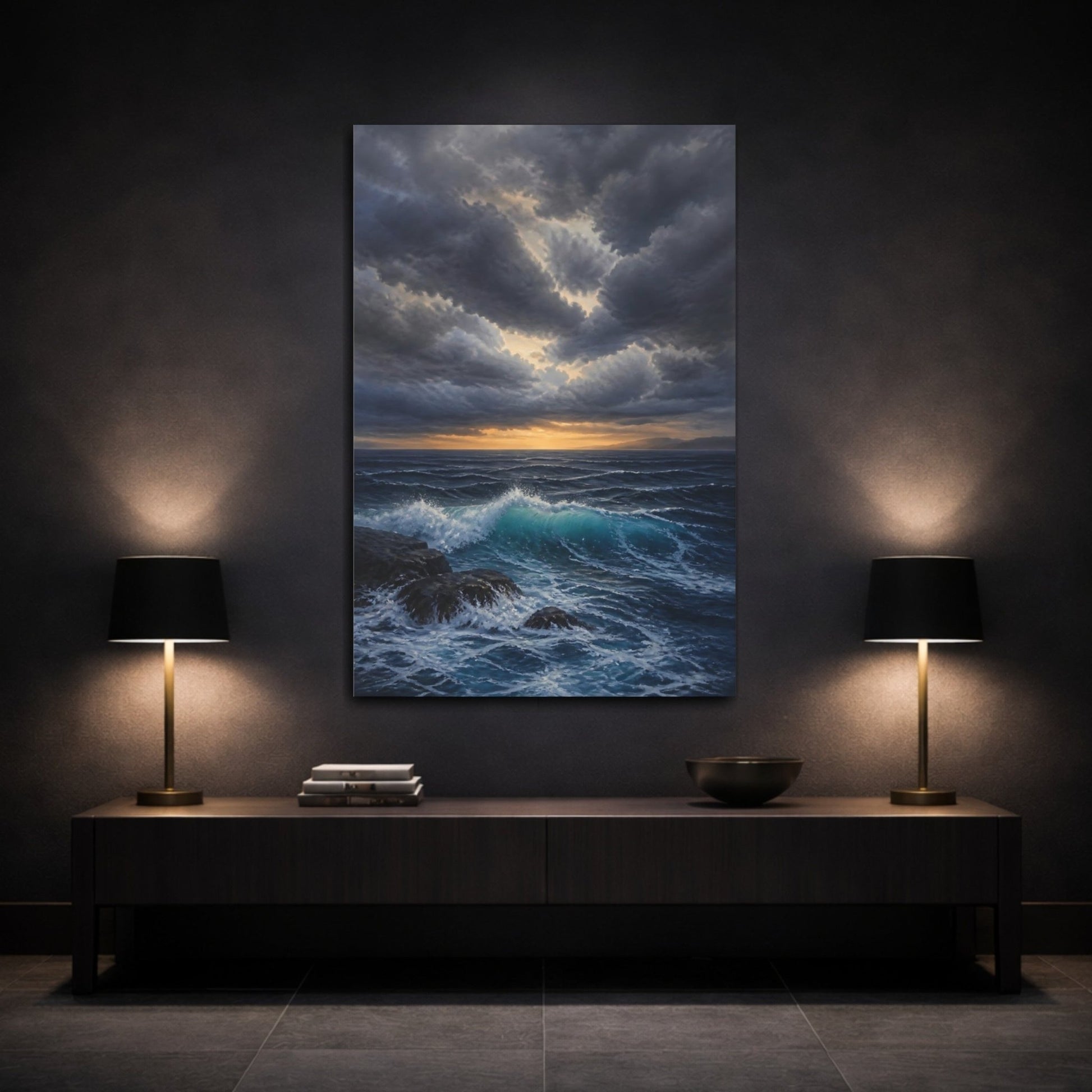 Nature Stormy Ocean Canvas Print – Realism Living Room, Large Wall - YesArtYes