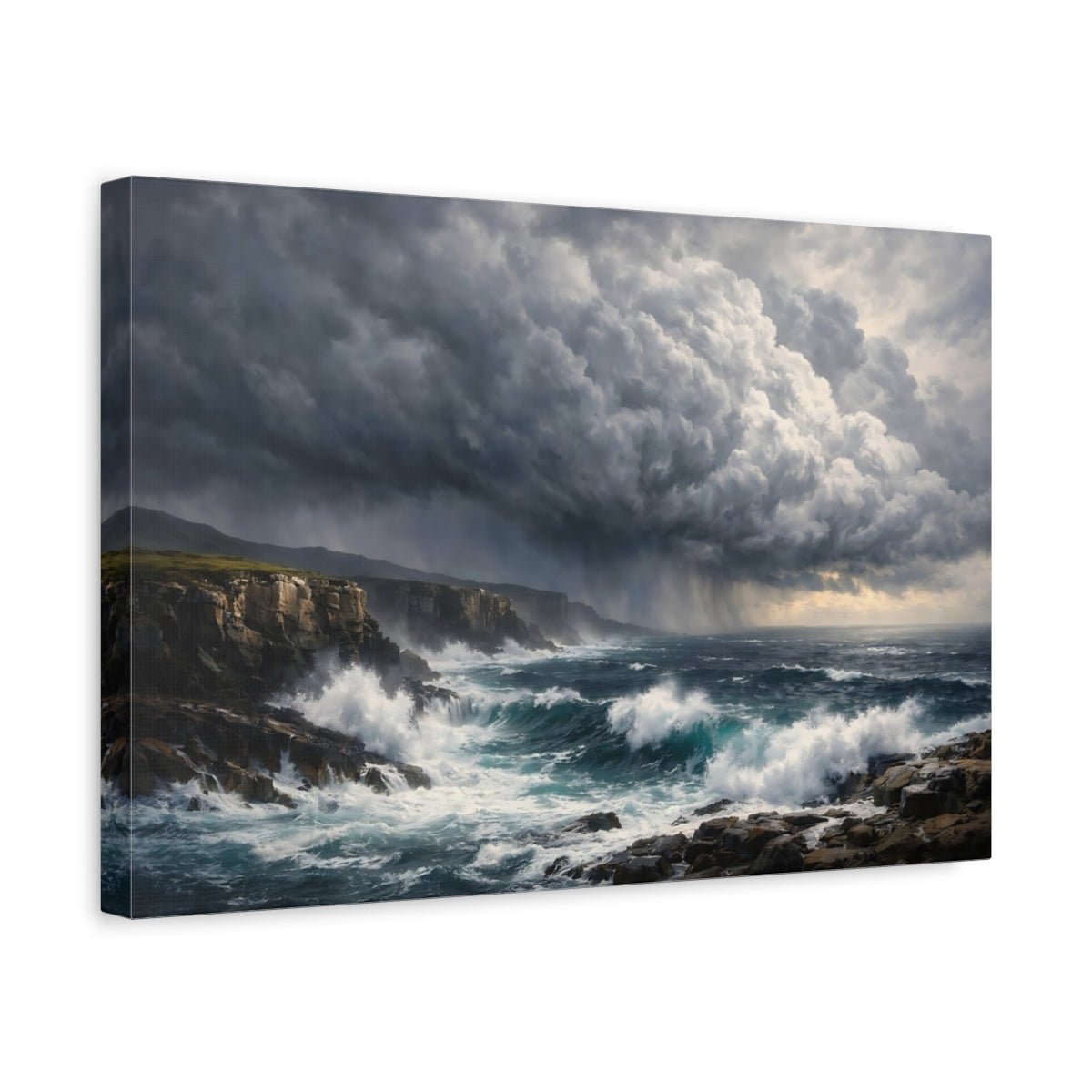 Nature Stormy Ocean Coastal Storm - Canvas Wall Art Print - YesArtYes