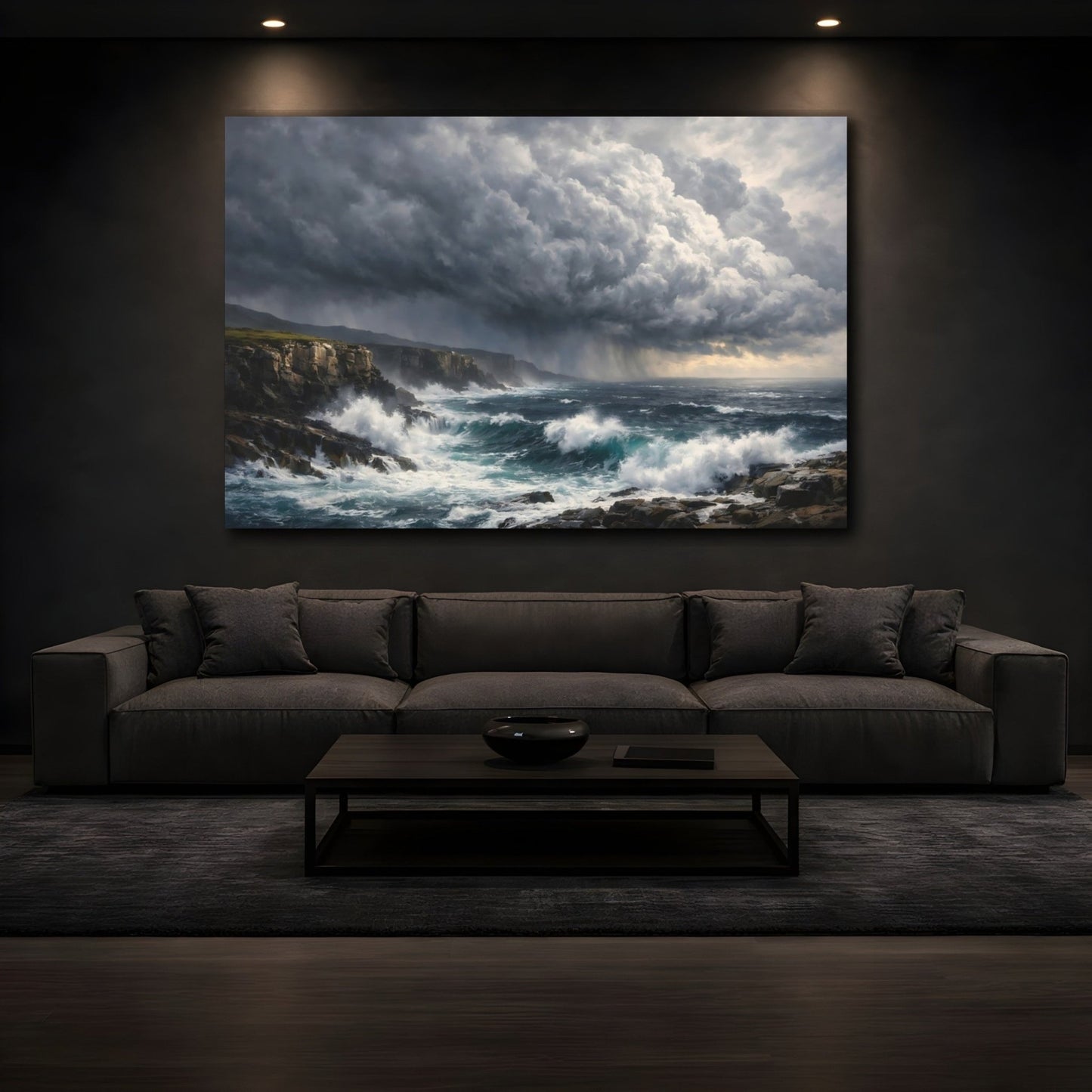 Nature Stormy Ocean Coastal Storm - Canvas Wall Art Print - YesArtYes