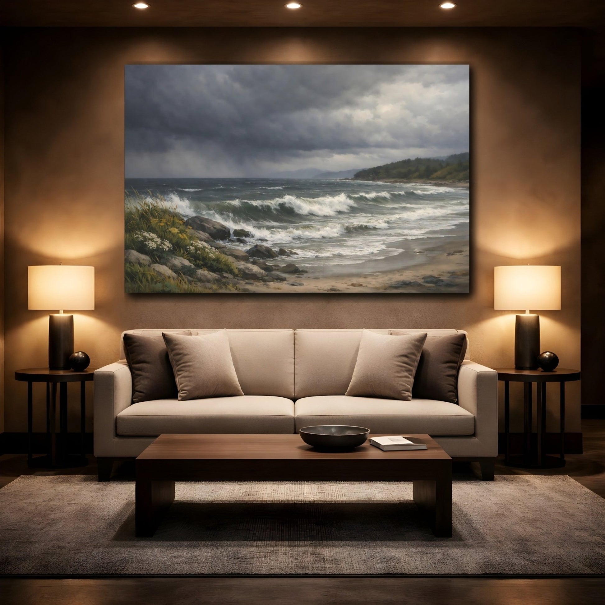 Nature Stormy Ocean Seascape - Canvas Wall Art Print - YesArtYes