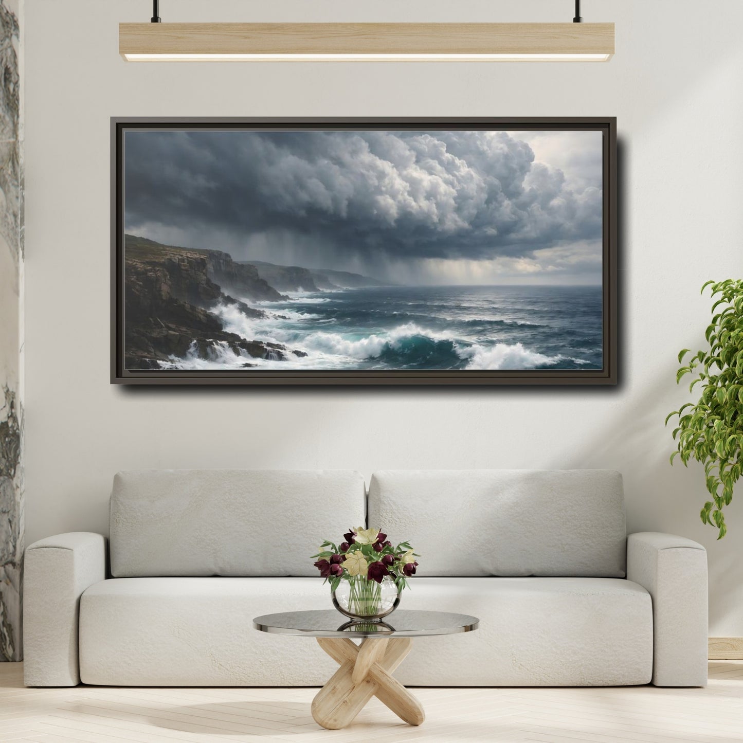 Mockup 3. Nature Stormy Ocean Stormy Ocean shown as stretched canvas wall art