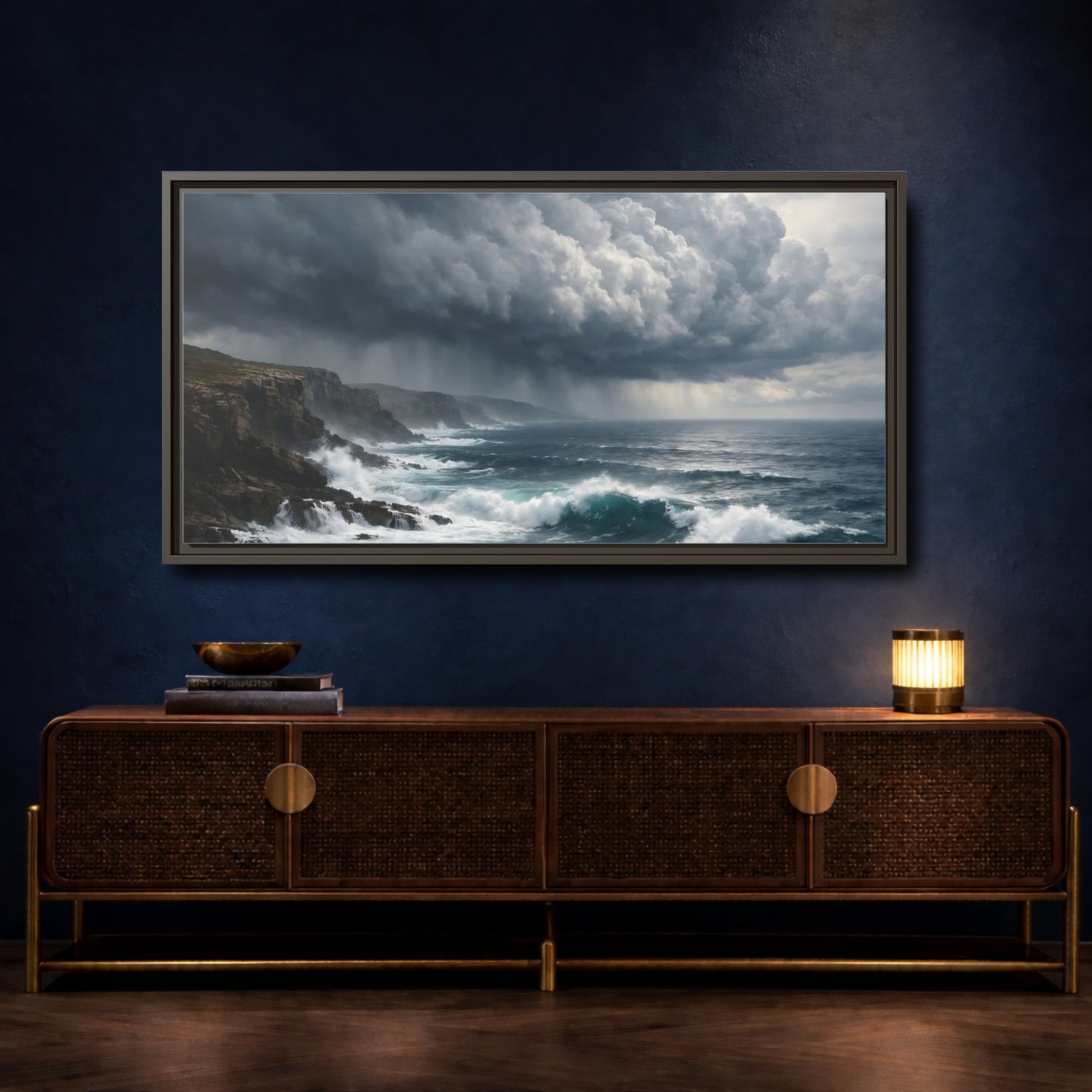Mockup 4. Nature Stormy Ocean Stormy Ocean shown as stretched canvas wall art