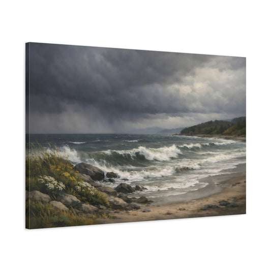 Main Mockup. Nature Stormy Ocean Stormy Seascape shown as stretched canvas wall art