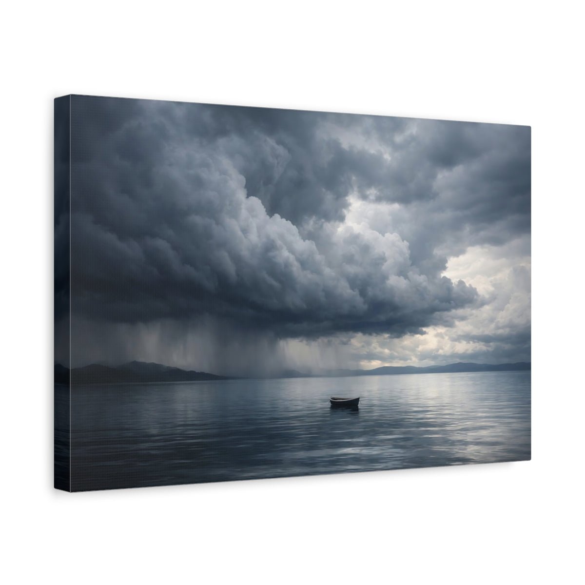 Nature Stormy Sea Dark Blue Grey - Canvas Wall Art Print - YesArtYes