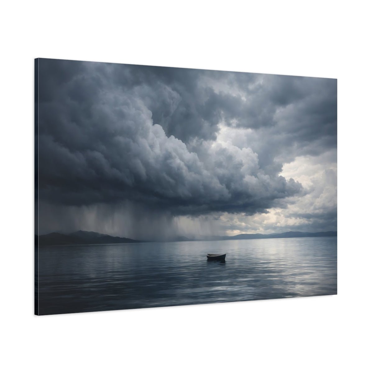 Nature Stormy Sea Dark Blue Grey - Canvas Wall Art Print - YesArtYes